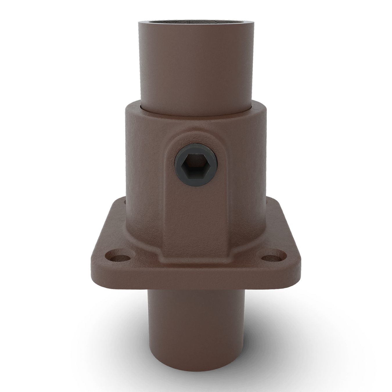Buiskoppeling Vierkante voetplaat met doorloop - vintage bruin-B / 26,9 mm